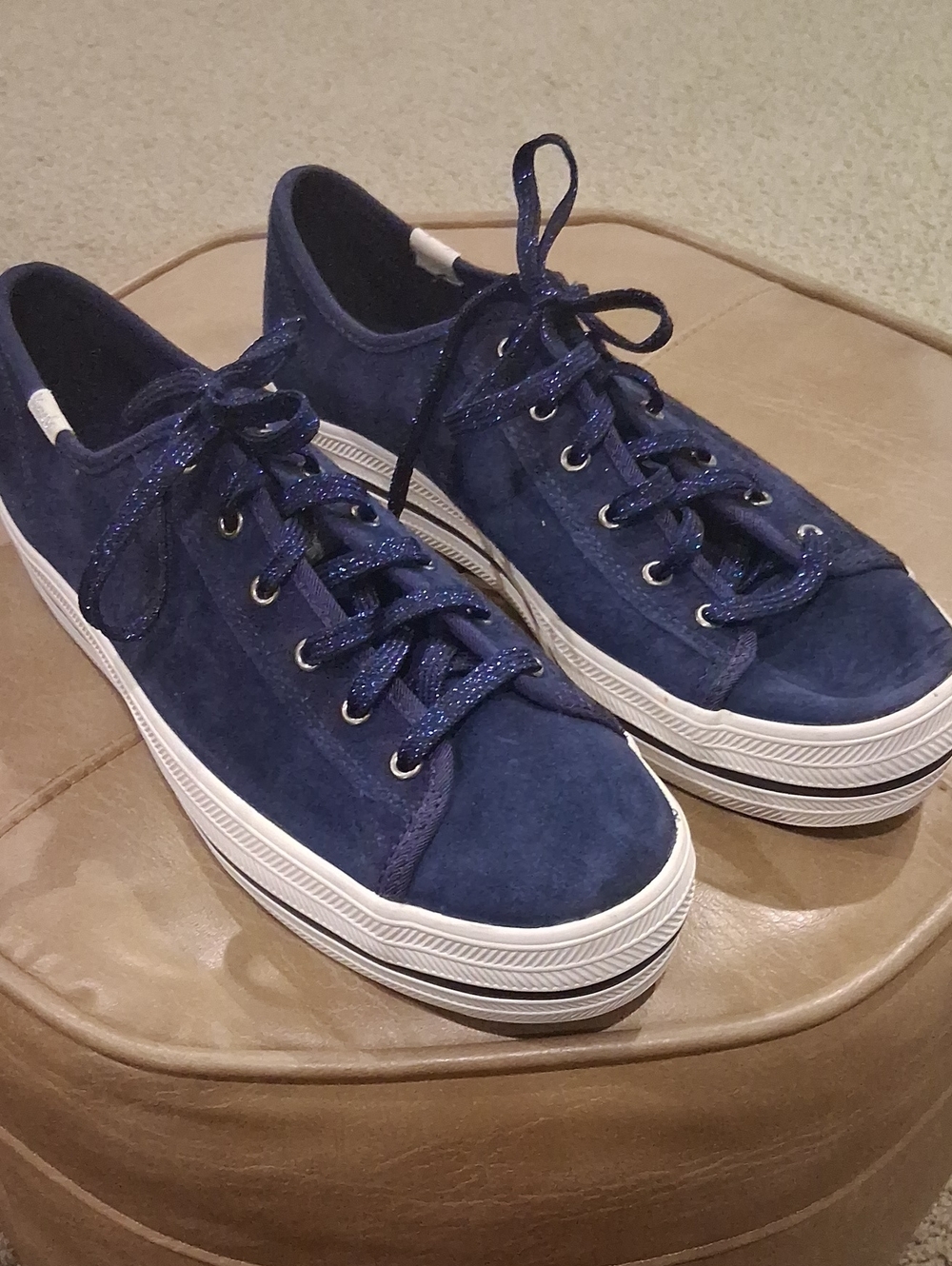 KEDS KATE SPADE Navy Suede Platform Sneakers